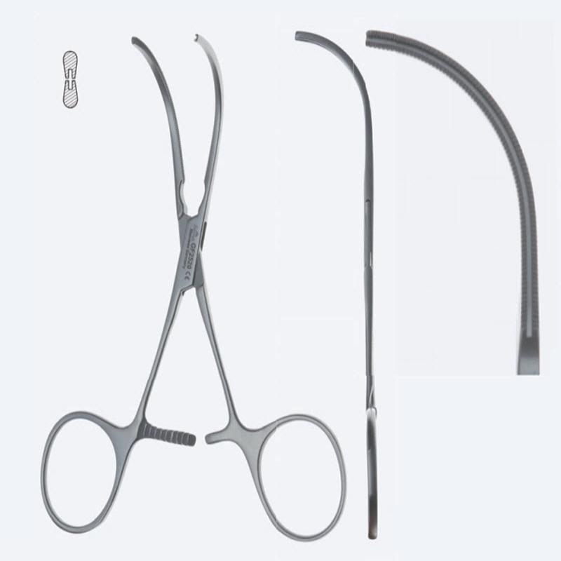 Зажими судинні Cooley для дитячої хірургії, зубці Cooley, з прямою ручкою, вигнуті, з кремальєрою, довжина 120 мм. Бренд - Asanus Medizintechnik Gmb, Німеччина